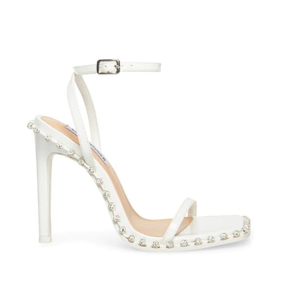 Steven Madden Zelle White Rhinestone Heels Size 8.5 - Picture 2 of 13